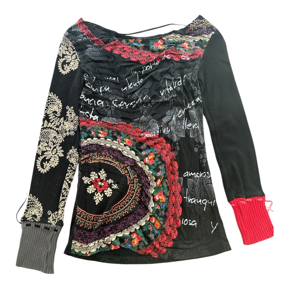 Desigual Black and Red Patterned Top